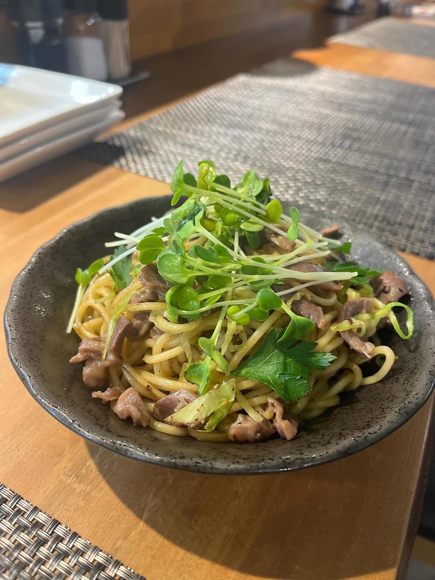 あっさりした砂肝の塩焼きそばが